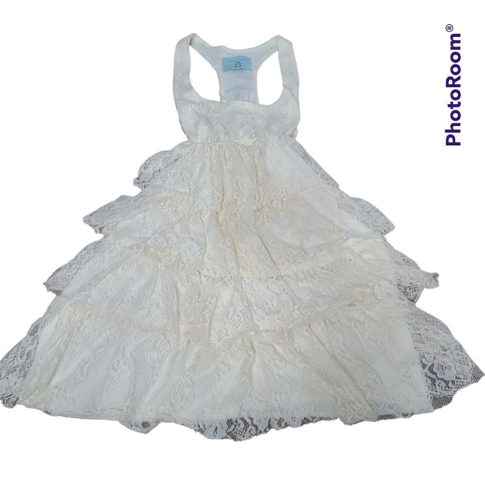 Vintage Judith March Cream Ruffled Lace Boho Tank Top